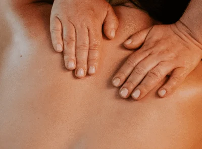 Relaxing spa treatment with soothing back massage at luxury hotel spa, promoting well-being and tranquillity.