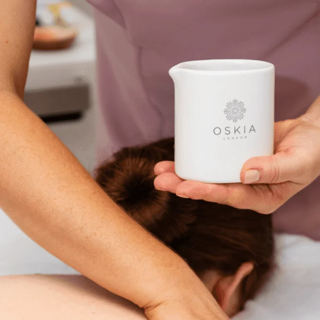 Luxurious spa treatment with massage oil at elegant hotel spa, promising relaxation and rejuvenation.